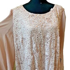 Pink Connected Apparel Lace dress sheer sleeves